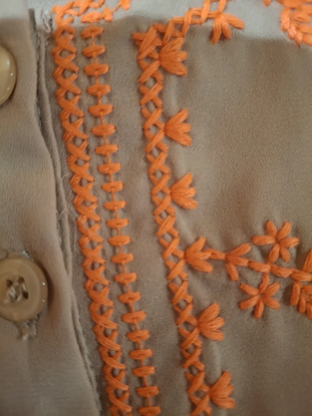 Esley Taupe Dress with Bright Embroidered Accents